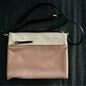 Kate Spade New York Polly Medium White Pink Colorblock Leather Crossbody Purse